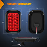 Nilight 4 Pcs 5 X 3 Inch 24 Led Red Rectangular Trailer Tail Light, view 2