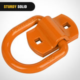 Nilight 4 PCS D Ring Tie Down Anchor 1/2 Inch Heavy Duty Rings with Screws Bolts on Trailer Truck Bed Cargo 12000 Lbs Break Strength Hook Orange, view 2