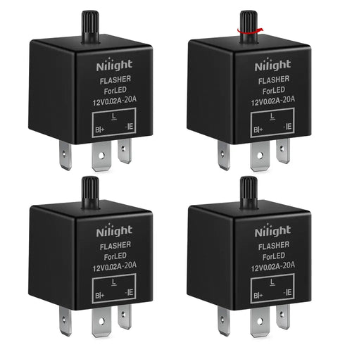 Nilight 4 Pcs Flasher Relay Adjustable 3 Pin CF13 JL-02 Electronic Blinker Relay 12V 150W Fixes Car Turn Signal and Hazard Warn Hyper Blink Flash or No Flash for LED and Halogen Bulbs