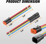 Nilight 4 Pin DT Connectors 16AWG 6 Kits Male and Female Electrical Connector Waterproof Plug and Play w/Heat Shrink Butt Terminals, view 2