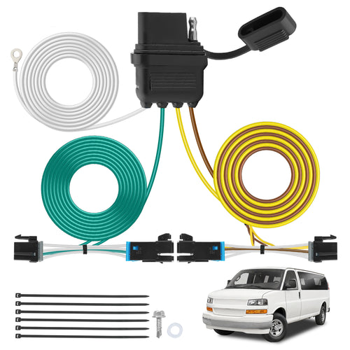 Nilight 4 Pin Trailer Wiring Harness 55540 Vehicle Side Custom for 2003 2024 Chevy Express GMC Savana