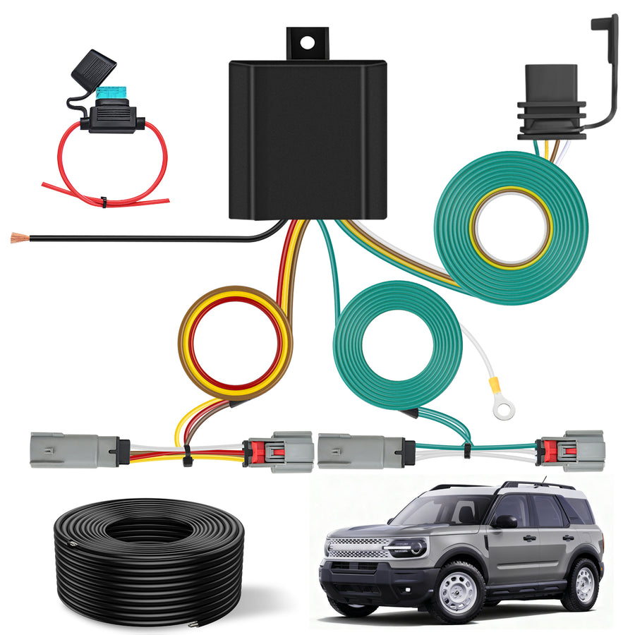 Nilight 4 Pin Trailer Wiring Harness 56462 Vehicle Side Custom for 2021 2022 2023 2024 Ford Bronco Sport Simple Fit Tow Hitch Harness