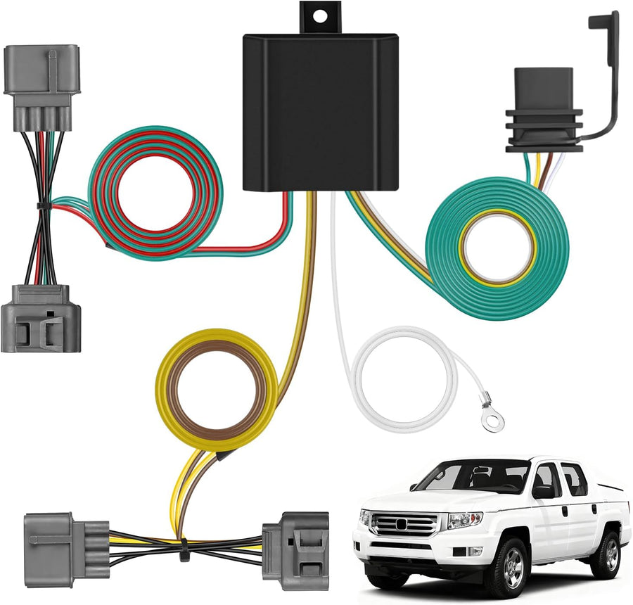 Nilight 4 Pin Trailer Wiring Harness Kit 55585 Vehicle Standard 4 Way Connector Custom for 2006 2007 2008 2009 2010 2011 2012 2013 2014 Honda Ridgeline Simple Fit Hitch