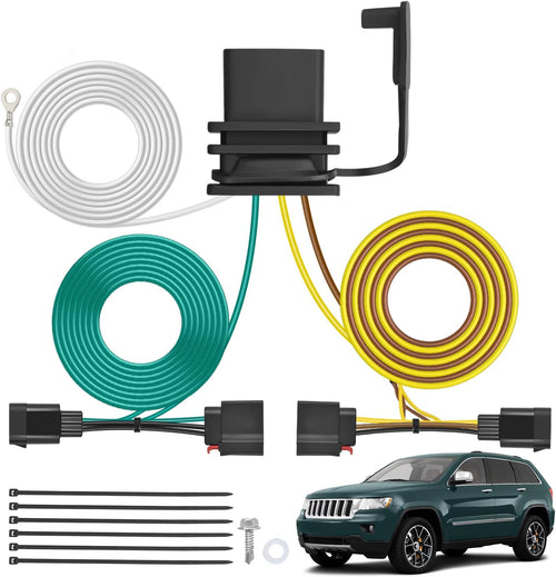 Nilight 4 Pin Trailer Wiring Harness Kit 56009 Vehicle Standard 4 Way Connector Custom for 2007 2008 2009 2010 2011 2012 2013 Jeep Grand Cherokee Simple Fit Tow Hitch Harness