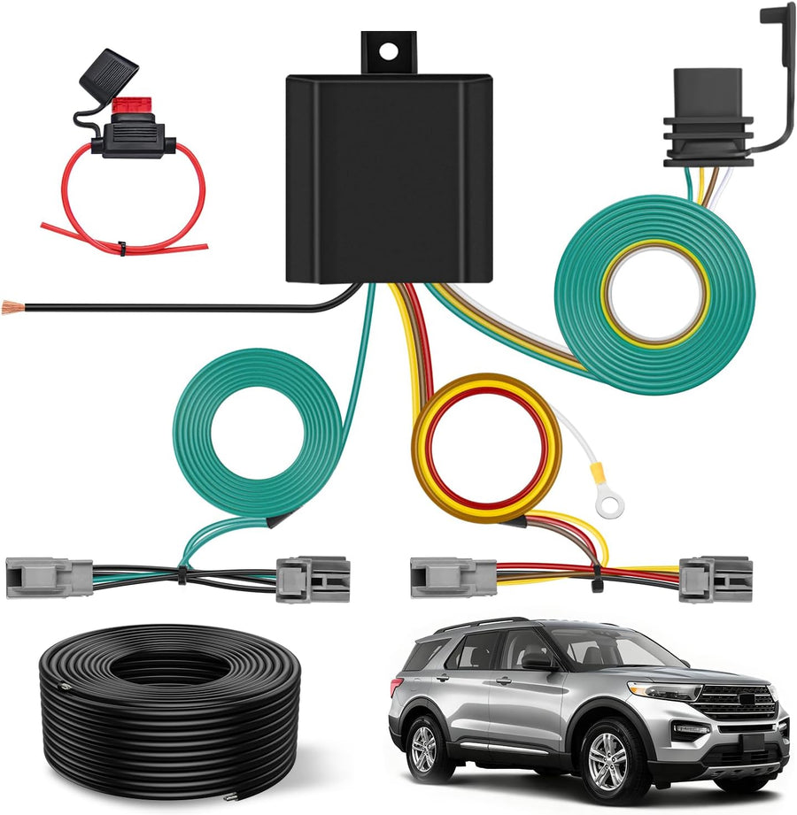 Nilight 4 Pin Trailer Wiring Harness Kit 56093 Vehicle Standard 4 Way Connector Custom with 2020 2021 2022 2023 2024 Ford Explorer 2011 2012 2013 2014 15 16 17 18 2019 Taurus 13-16 Lincoln MKS