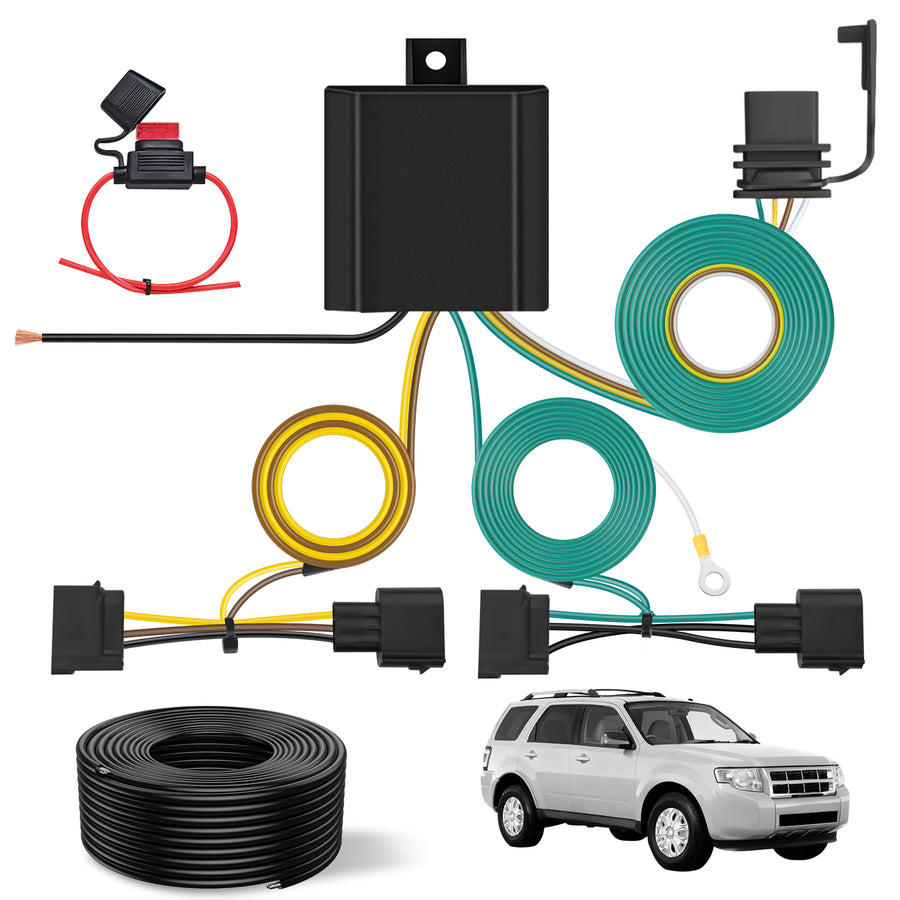 Nilight 4 Pin Trailer Wiring Harness Kit 56329 Vehicle Custom for 2004 2005 2006 2007 2008 2009 2010 2011 2012 Ford Escape; Edge Freestar; Mazda Tribute; Mercury Mariner; Lincoln MKX