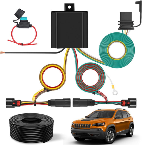 Nilight 4 Pin Trailer Wiring Harness Kit 56406 Vehicle Standard 4 Way Connector Custom for 2019 2020 2021 2022 2023 Jeep Cherokee Simple Fit Tow Hitch Harness