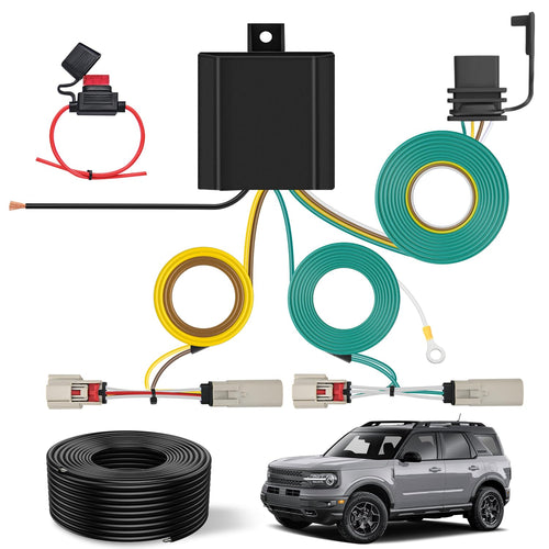 Nilight 4 Pin Trailer Wiring Harness Kit 56471 Vehicle Standard 4 Way Connector Custom for 2021 2022 2023 2024 Ford Bronco Without w/o LED taillights Simple Fit Tow Hitch
