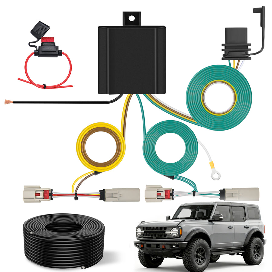 Nilight 4 Pin Trailer Wiring Harness Kit Custom for 2021-2024 Ford Bronco without LED taillights