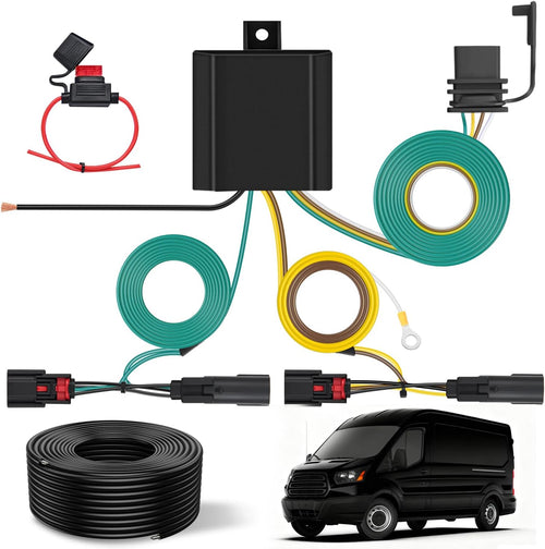Nilight 4 Pin Trailer Wiring Kit 56327 Vehicle Standard 4 Way Connector Custom for 2015 2016 2017 2018 2019 2020 2021 2022 2023 2024 Ford Transit-150, Transit-250, Transit-350, E-Transit Hitch