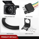 Nilight 4 Way Flat to 7 Way RV and 4 Way Trailer Wiring Harness Adapter w, view 2