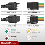 Nilight 4 Way Flat Trailer Coiled Extension Cable 3 Feet Heavy Duty Jacket Cable Male and Female Wiring Harness Adapter, view 3