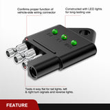 Nilight 4 Way Flat Trailer Wiring Circuit Tester Male End Wire 4 Pin Test with Bright Light Indicator for Turn Signal Brake Tail Lights Trouble Shooting, view 4