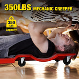 Nilight 40 Inch Mechanic Plastic Creeper - 40 Inches Heavy Duty Shop Creeper with Padded Headrest and 6 Casters, 350 lbs Capacity, Red, view 5