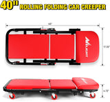 Nilight 40 Inch Z Creeper - 2-in-1 Folding Rolling Mechanic Seat, 40 inches Adjustable Lay-Down or Sit Garage Chair, 330 lbs Capacity, Red Black, view 2