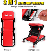 Nilight 40 Inch Z Creeper - 2-in-1 Folding Rolling Mechanic Seat, 40 inches Adjustable Lay-Down or Sit Garage Chair, 330 lbs Capacity, Red Black, view 3