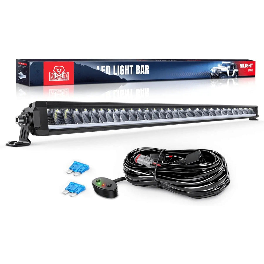 Nilight 40.3 Inch 165W 17675LM Slim Anti-Glare DRL Spot Flood LED Light Bar | 14AWG DT Wire