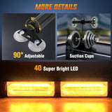 Nilight 40LED Amber Emergency Strobe Traffic Advisor Light Bar with Suction Cups Dash Safety Warning Hazard Flashing Lights Interior Front/Rear Windshield for Trucks Construction Vehicles, view 2