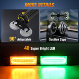 Nilight 40LED Amber Green Emergency Strobe Traffic Advisor Light Bar with Suction Cups Dash Safety Warning Hazard Flashing Lights Interior Front/Rear Windshield for Trucks Construction Vehicles, view 2