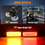 Nilight 40LED Amber Red Emergency Strobe Traffic Advisor Light Bar with Suction Cups Dash Safety Warning Hazard Flashing Lights Interior Front/Rear Windshield for Trucks Construction Vehicles, view 2