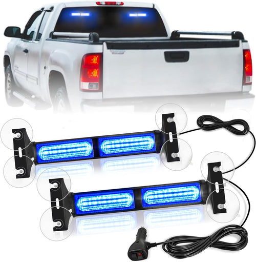 Nilight 40LED Blue Emergency Strobe Traffic Advisor Light Bar with Suction Cups Dash Safety Warning Hazard Flashing Lights Interior Front/Rear Windshield for Trucks Construction Vehicles