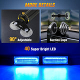 Nilight 40LED Blue Emergency Strobe Traffic Advisor Light Bar with Suction Cups Dash Safety Warning Hazard Flashing Lights Interior Front/Rear Windshield for Trucks Construction Vehicles, view 2