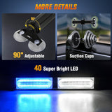Nilight 40LED Blue White Emergency Strobe Traffic Advisor Light Bar with Suction Cups Dash Safety Warning Hazard Flashing Lights Interior Front/Rear Windshield for Trucks Construction Vehicles, view 2
