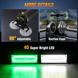 Nilight 40LED Green White Emergency Strobe Traffic Advisor Light Bar with Suction Cups Dash Safety Warning Hazard Flashing Lights Interior Front/Rear Windshield for Trucks Construction Vehicles, view 2