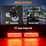 Nilight 40LED Red Emergency Strobe Traffic Advisor Light Bar with Suction Cups Dash Safety Warning Hazard Flashing Lights Interior Front/Rear Windshield for Trucks Construction Vehicles, view 2