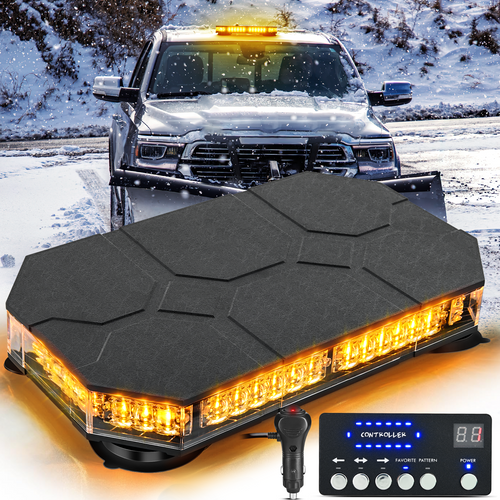 Nilight 42 LED Roof Top Strobe Lights Hazard Emergency Safety Warning Flashing Light Bar w/Control Panel Magnetic Mount 12V 24V Car Truck Tractor Snow Plow Construction Vehicles