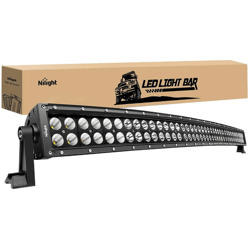 Nilight 42 Inch 240W Double Row Black Curved Spot Flood LED Light Bar