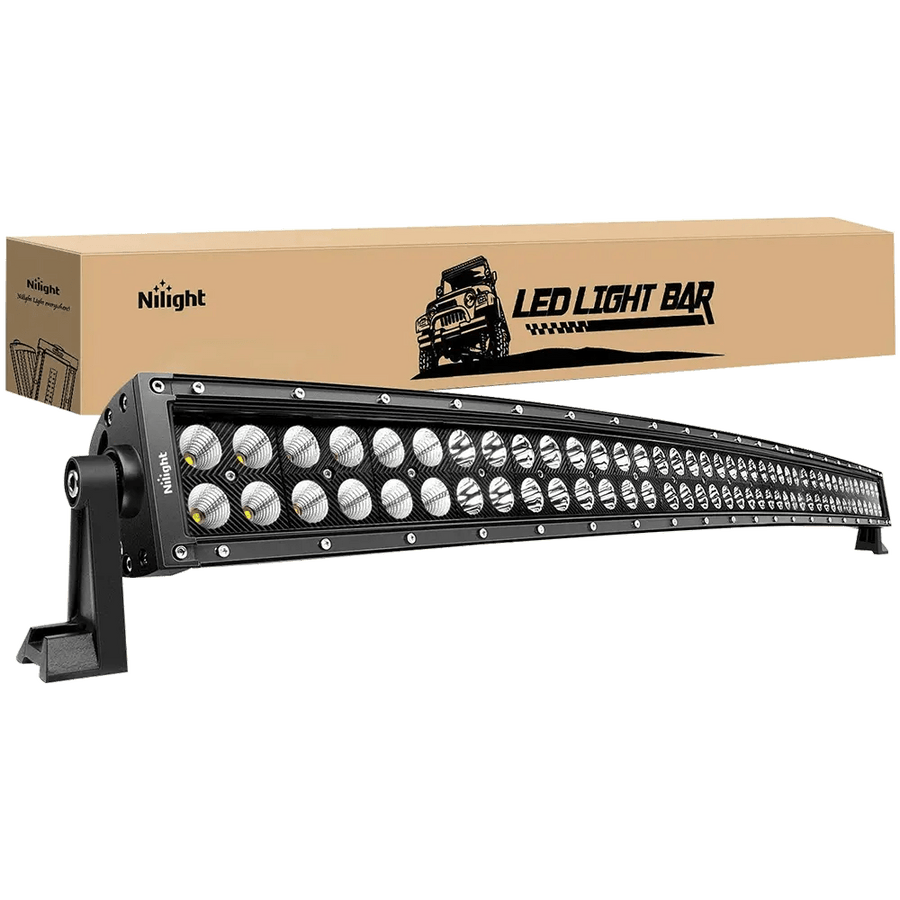 Nilight 42 Inch 240W Double Row Black Curved Spot Flood LED Light Bar