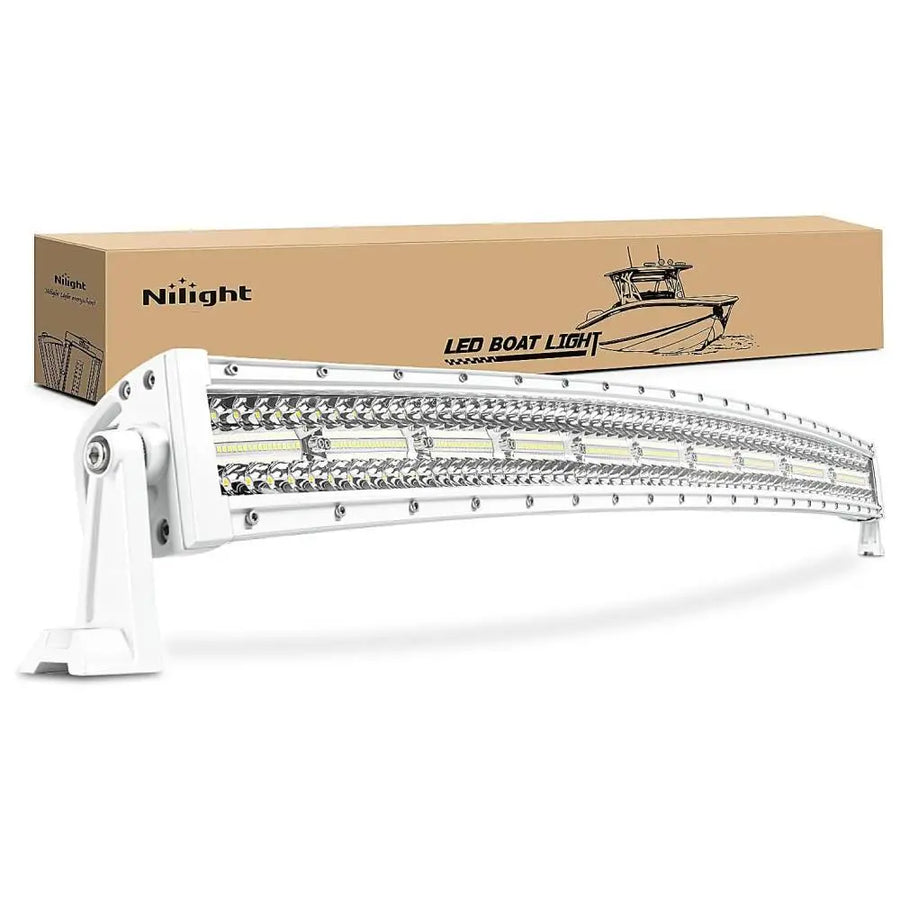 Nilight 42 Inch 320Leds Spot Flood Combo White Case Led Light Bar