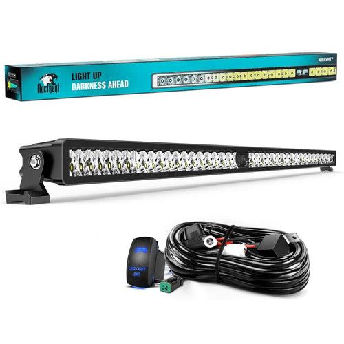 Nilight 42 Inch 39LED Single Row Spot Screw-Less Night Vision LED Light Bar | 16AWG Wire 5Pin Switch