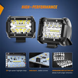 Nilight 42Inch LED Light Bar 2Pcs 4Inch 60W Spot Flood Lights Pods Off Road DrivingWork Lighting with 14AWG Wiring Harness Kit-3 Leads for Truck Tractor Pickup Boat SUV ATV UTV Car Van Camper, view 5