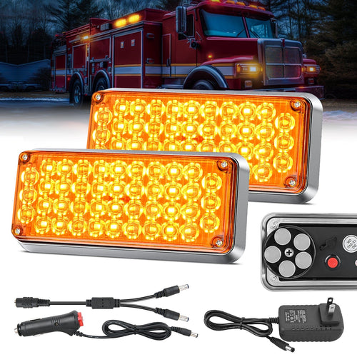 Nilight 42LED Amber Wireless Magnetic Strobe Lights Surface Mount Waterproof 5 Patterns (Pair)