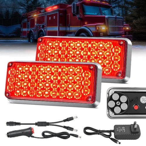 Nilight 42LED Red Wireless Magnetic Strobe Lights Surface Mount Waterproof 5 Patterns (Pair)
