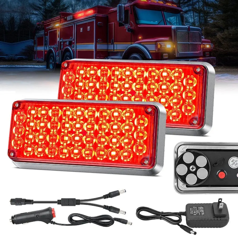 Nilight 42LED Red Wireless Magnetic Strobe Lights Surface Mount Waterproof 5 Patterns (Pair)