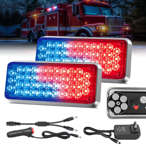 Nilight 42LED Red Blue Wireless Magnetic Strobe Lights Surface Mount Waterproof 5 Patterns (Pair)