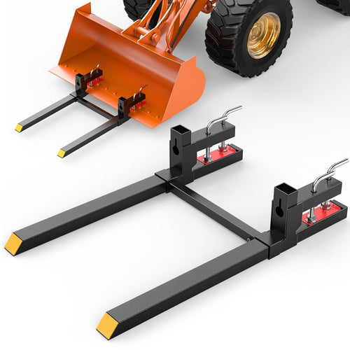 Nilight 43Inch 2000lbs Clamp on Pallet Forks Heavy Duty Tractor Forks with Adjustable Stabilizer Bar