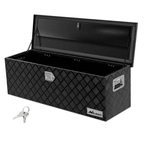 Nilight 44 Inch Truck Tool Box Heavy Duty Aluminum Stripes Plated Pick Up Truck Bed Toolboxes 44 Inchx15 Inchx15 Inch Waterproof Storage Organizer for Bed of Truck RV Trailer with Side Handle Lock Keys, Black