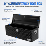 Nilight 44 Inch Truck Tool Box Heavy Duty Aluminum Stripes Plated Pick Up Truck Bed Toolboxes 44 Inchx15 Inchx15 Inch Waterproof Storage Organizer for Bed of Truck RV Trailer with Side Handle Lock Keys, Black, view 2