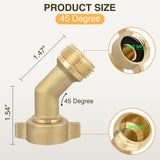 Nilight 45 Degree Hose Elbow for RV Garden Water Hose Elbow Fitting 3/4Inch Brass 45° Water Hose Connector for RV Camper Trailer Outdoor Garden Hose Systems Faucet Adapter Accessories, 2-Pack, view 2