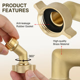 Nilight 45 Degree Hose Elbow for RV Garden Water Hose Elbow Fitting 3/4Inch Brass 45° Water Hose Connector for RV Camper Trailer Outdoor Garden Hose Systems Faucet Adapter Accessories, 2-Pack, view 5