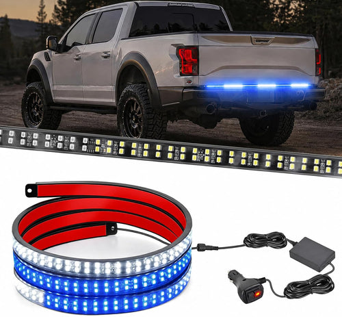 Nilight 48 Inch 288 LED Tailgate Strobe Light Strip Blue White | 28 Light Modes Double Row Waterproof Warning Rear Window Lamp for Pickup, Trailers, Construction Vehicles, Car, SUV