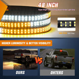 Nilight 48 Inch Truck Tailgate Strobe Light Strip Tail Emergency Bar Rear Window Warning Lamp Ultra-Bright Double Row 288 LED for Pickup Trailers Construction Vehicles Car SUV, Amber White, view 3