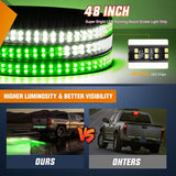 Nilight 48 Inch Truck Tailgate Strobe Light Strip Tail Emergency Bar Rear Window Warning Lamp Ultra-Bright Double Row 288 LED for Pickup Trailers Construction Vehicles Car SUV, Green White, view 3