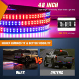 Nilight 48 Inch Truck Tailgate Strobe Light Strip Tail Emergency Bar Rear Window Warning Lamp Ultra-Bright Double Row 288 LED for Pickup Trailers Construction Vehicles Car SUV, Red Blue, view 3
