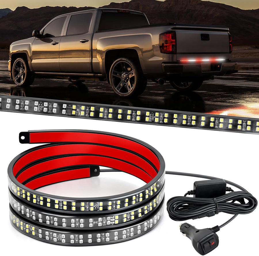 Nilight 48 Inch Truck Tailgate Strobe Light Strip Tail Emergency Bar Rear Window Warning Lamp Ultra-Bright Double Row 288 LED for Pickup Trailers Construction Vehicles Car SUV, Red White