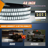 Nilight 48 Inch Truck Tailgate Strobe Light Strip Tail Emergency Bar Rear Window Warning Lamp Ultra-Bright Double Row 288 LED for Pickup Trailers Construction Vehicles Car SUV, White, view 3